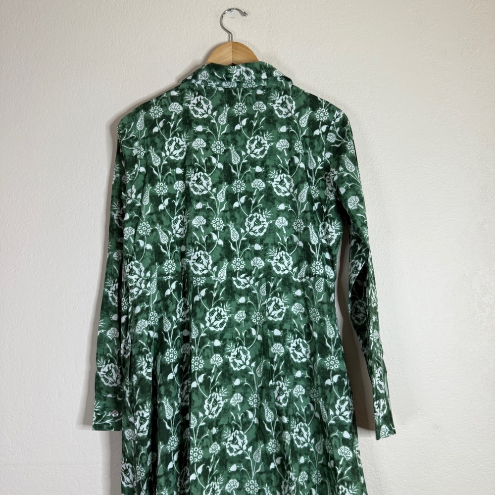 LIVRO green floral block print button front maxi shirt dress SMALL - Picture 7 of 8